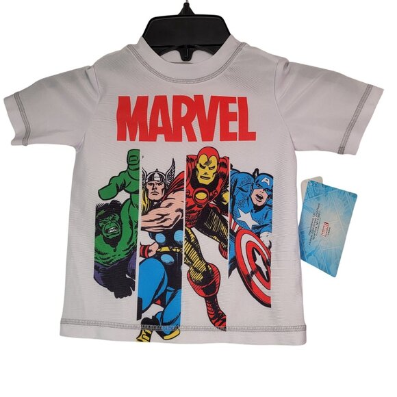 Marvel Avengers Boy Hulk Thor Iron Man Captain America Rash Guard T-Shirt 2T - Picture 1 of 9